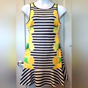🍋 ELLE Lemon Lime Black & White Stiped Dress